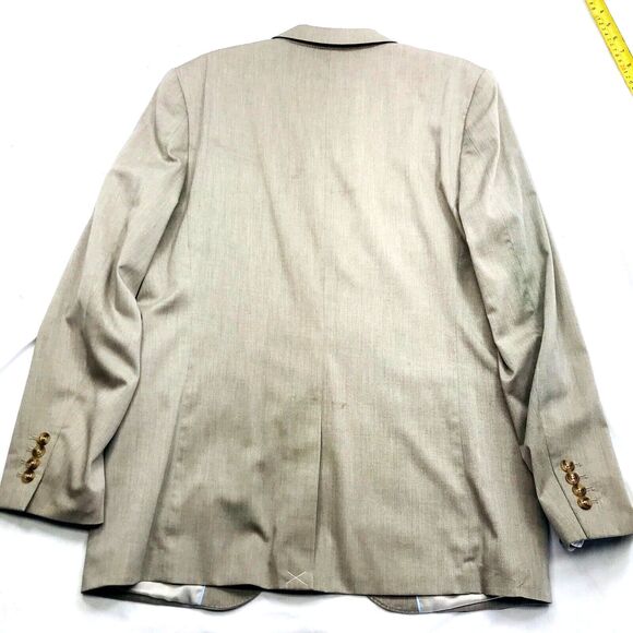 Perry Ellis Sport Coat Twill Cotton Beige Stretch 38 40 Summer Blazer Preppy Y2K - Picture 6 of 15